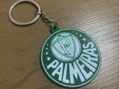 Imagem de referência do modelo 3D Chaveiro do Palmeiras; foto ilustrativa, cores finais azul ou azul com verde.