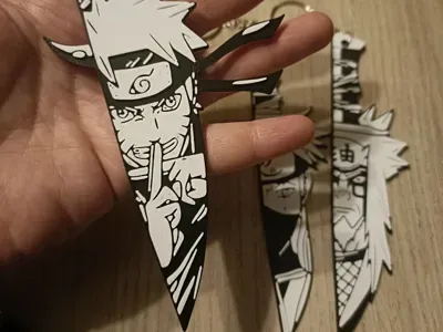 Imagem de referência do modelo 3D Chaveiro Naruto; foto ilustrativa, cores finais azul ou azul com verde.