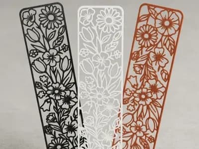Imagem de referência do modelo 3D Marcador de páginas floral; foto ilustrativa, cores finais azul ou azul com verde.