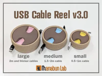 Imagem de referência do modelo 3D Enrolador para cabo USB; foto ilustrativa, cores finais azul ou azul com verde.